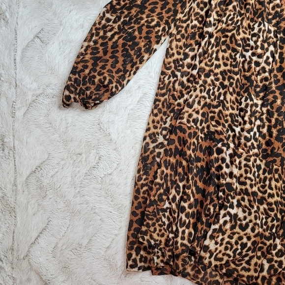 ✨️CL Just Fab Drop Waist Chiffon Dress In Leopard Size L - Picture 7 of 15